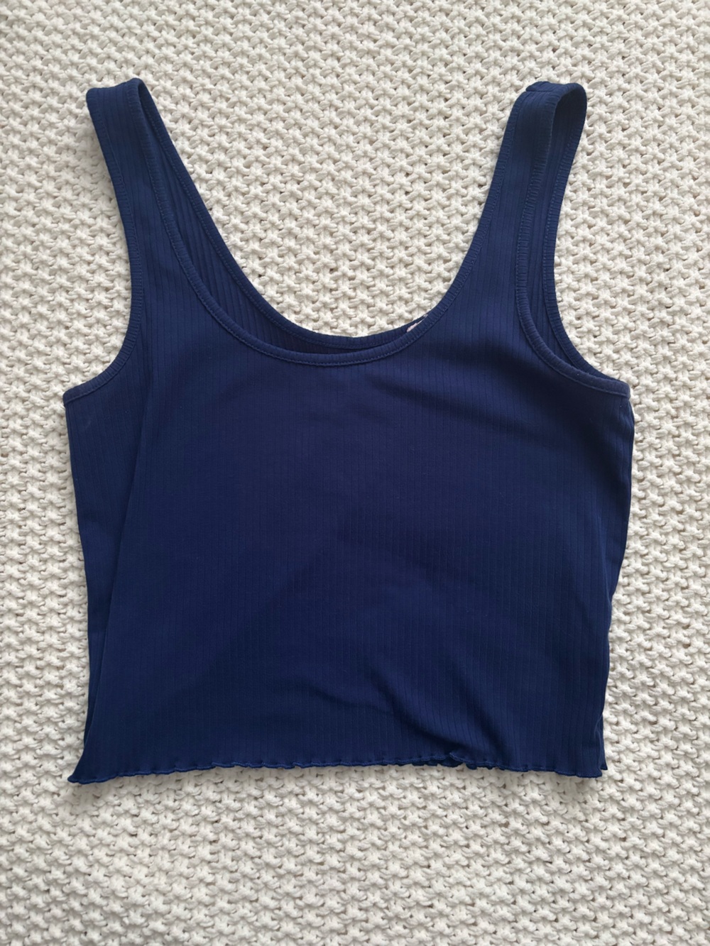 Navy Tank with Ruffled Bottom
